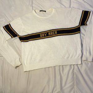 Brandy Melville John Galt Bay Area Knit Sweater White Stripe Crew Neck OS
